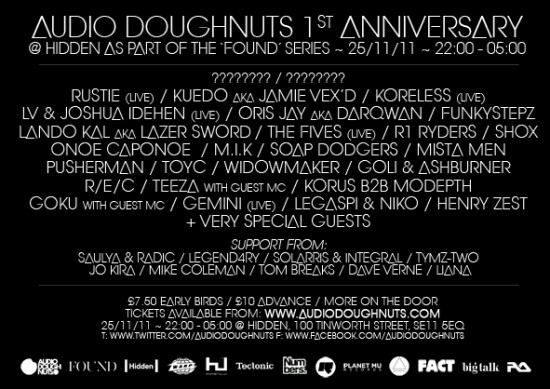 Audio Doughnuts 1st Anniversary Flyer Back